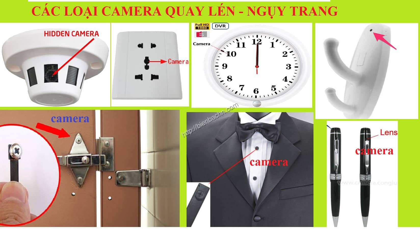 Các loại camera mini ngụy trang quay lén