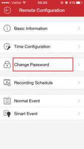 Chọn Change Password