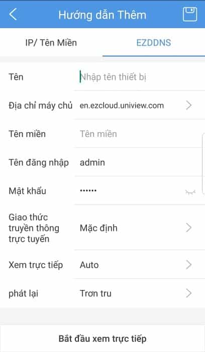 Để gán tên miền động vào camera UNV