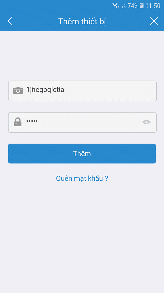 Nhập mật khẩu mặc định camera Fofu
