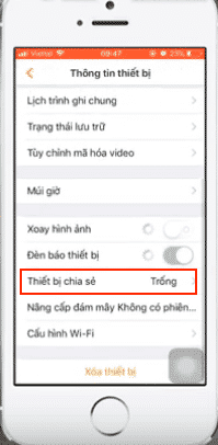 Chọn thiết bị chia sẽ