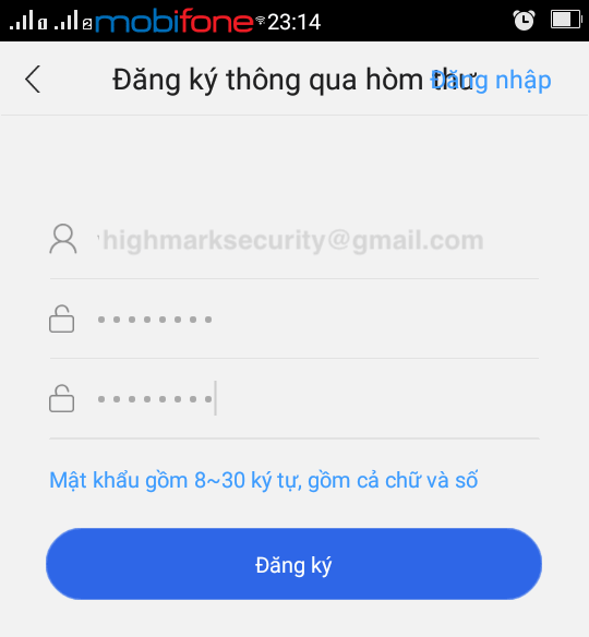 Tạo tài khoản camera Yoosee bằng email