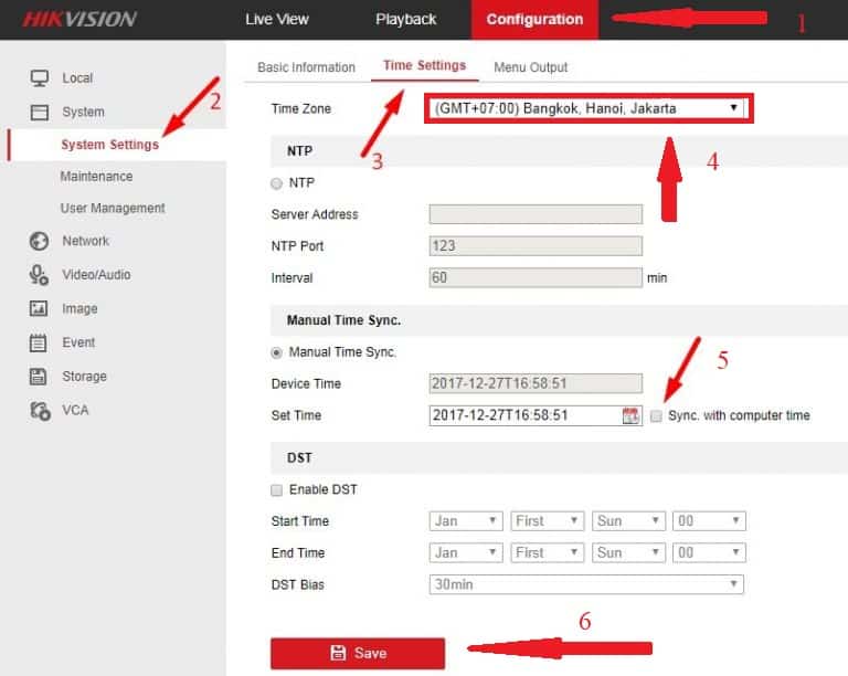 Cách Cài Đặt Thời Gian Cho Camera Hikvision [Bị Sai Giờ]
