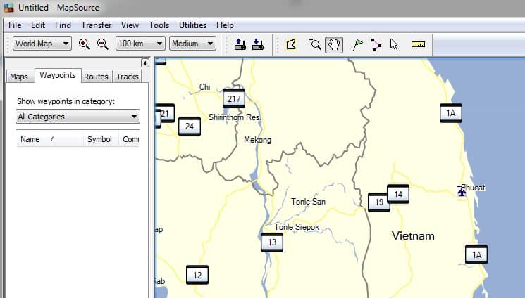 Khởi động phần mềm mapsource