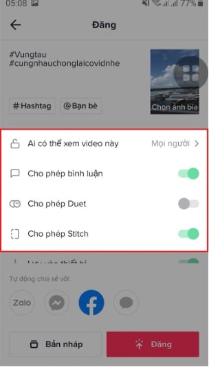 Thiết lập quyền video