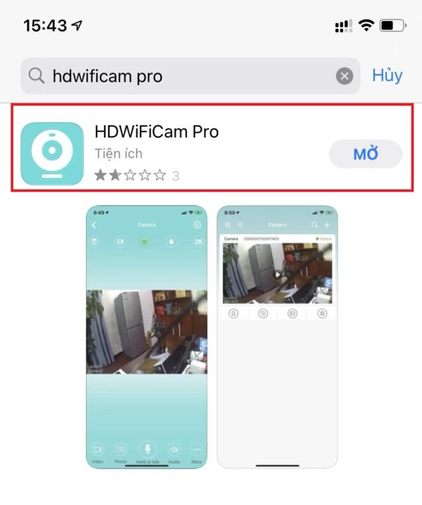 Cài đặt ứng dụng HDwificam Pro