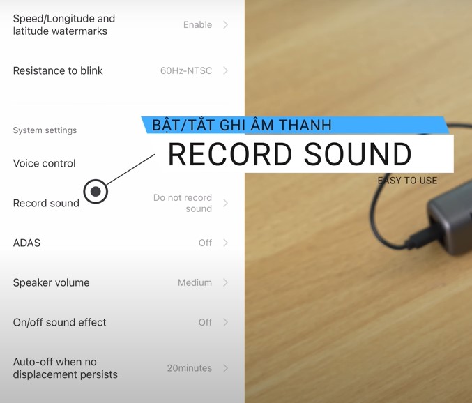 Chọn Record sound