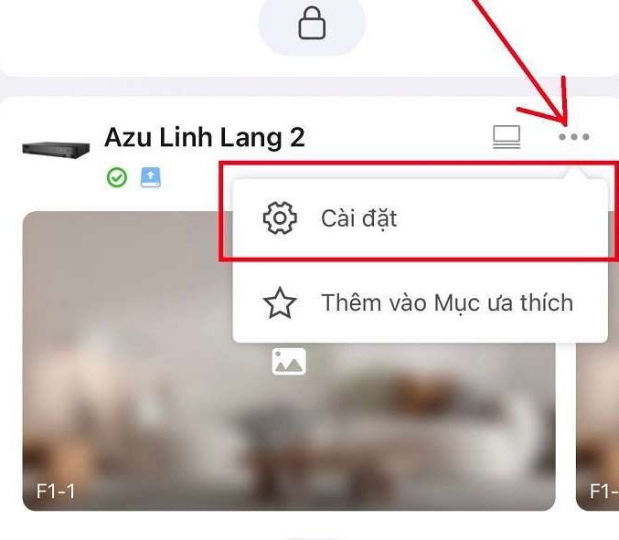 Chọn vào cài đặt của camera Hik
