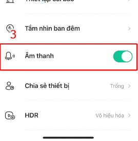 Kéo xuống chọn vào Âm thanh