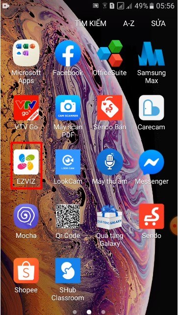 Mở ứng dụng Ezviz trên điện thoại của bạn