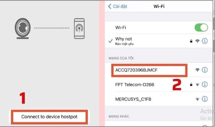 Nhấn chọn Connect to device hostpot