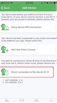 Nhấn chọn Direct connection to the device wifi
