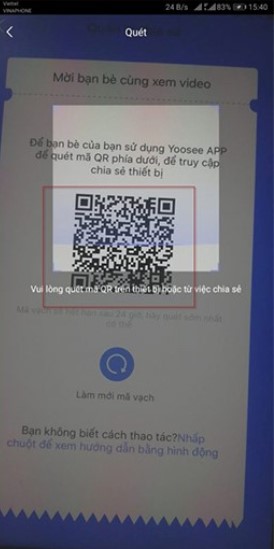 Quét mã bằng ứng dụng Yoosee