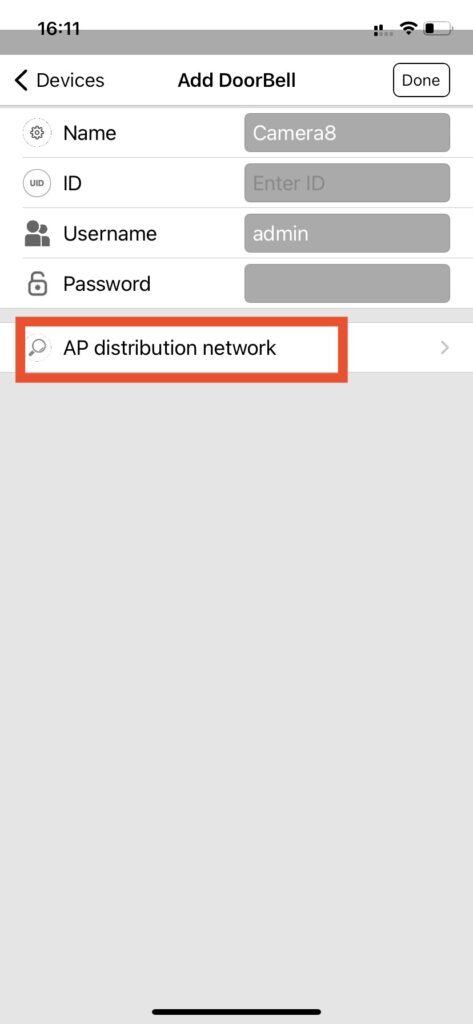 Tiếp tục nhấn AP distribution network
