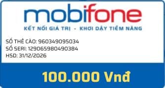 Ảnh thẻ cào mobifone mệnh giá 100k
