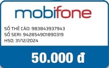 Ảnh thẻ cào mobifone mệnh giá 50k