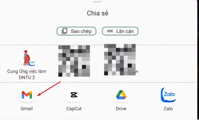 Chọn gmail để gửi đi