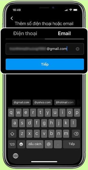 Đăng ký tài khoản Instagram bằng email
