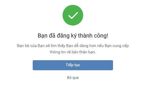 Đăng nhập tài khoản VK thành công