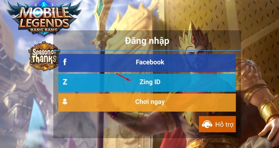 Đăng nhập vào game MLBB