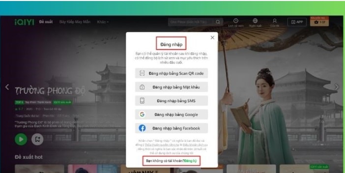 Đăng nhập vào tài khoản iqiyi
