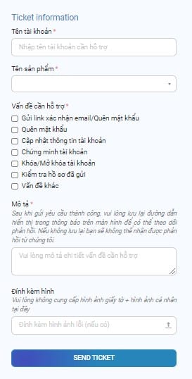 Điền đầy đủ thông tin theo yêu cầu từ hệ thống