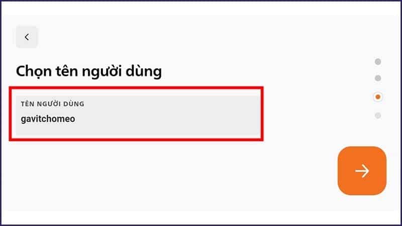 Điền tên người dùng