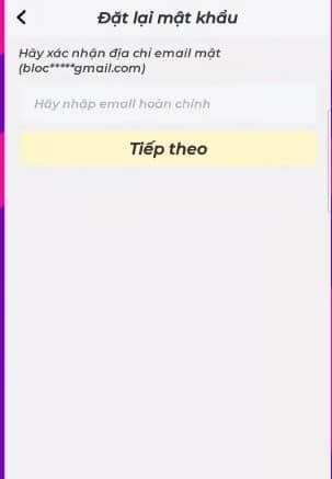 Điền thông tin email