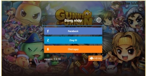 Gunner đăng nhập vào game bằng tài khoản Zing ID vừa tạo