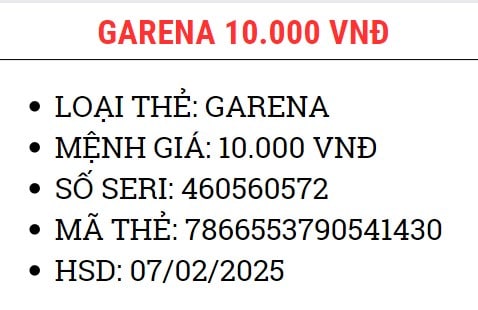 Hình Ảnh Thẻ Garena 10K Free
