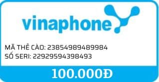 Hình ảnh thẻ cào Vinafone mệnh giá 100k