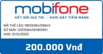 Hình thẻ cào Mobifone 200.000 vnđ