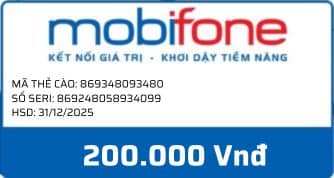 Hình thẻ cào Mobifone mệnh giá 200k