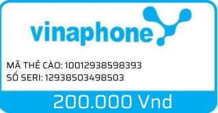 Hình thẻ cào Vinaphone mệnh giá 200.000 vnđ