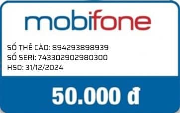Hình thẻ cào mobifone 50k
