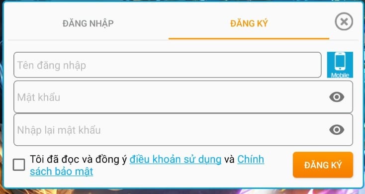 Nhập thông tin cần đăng ký