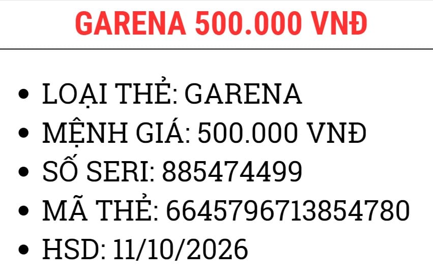 Share Ảnh Thẻ Garena 500K