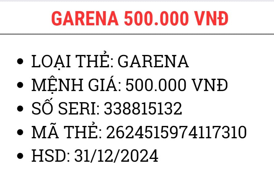 Thẻ 500k Garena