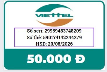 Thẻ Cào Viettel 50K Cào Rồi Miễn Phí