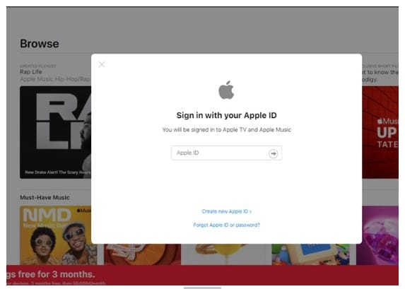Nhập ID Apple trên website
