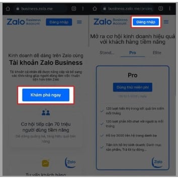 Quy trình đăng ký Zalo Business trên điện thoại