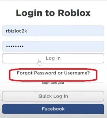 Chọn “Forgot password or username”