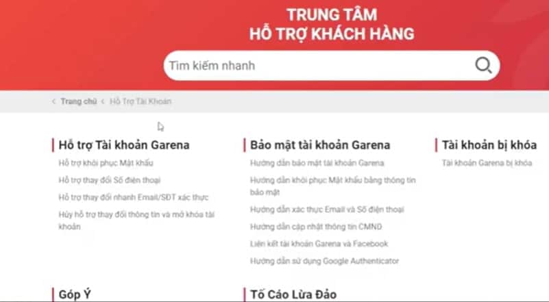 Hỗ trợ khôi phục mật khẩu