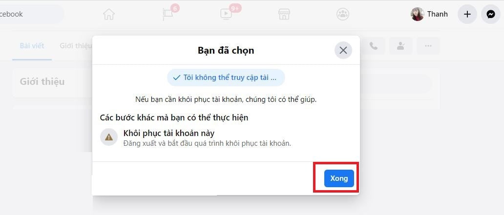 Nhấn chọn vào mục xong