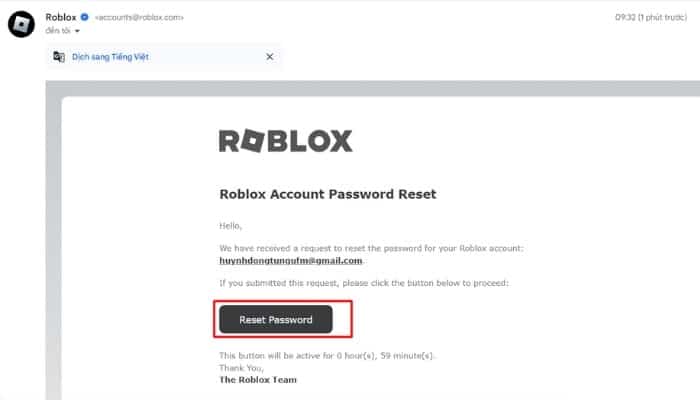 Nhấn vào nút Reset Password