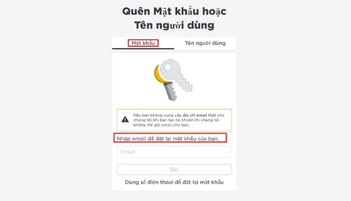 Nhập địa chỉ email của các bạn