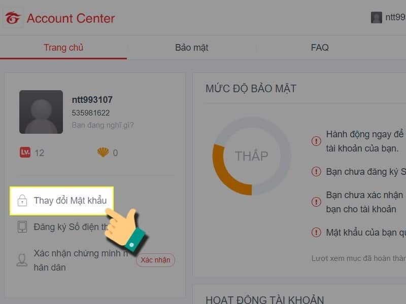 Thay đổi mật khẩu